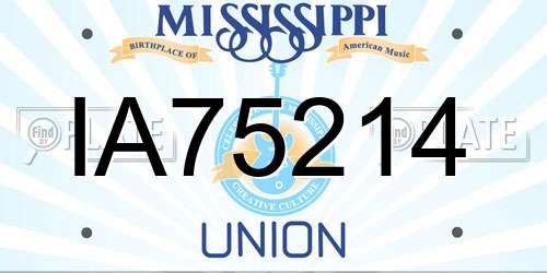IA75214 Mississippi License Plate