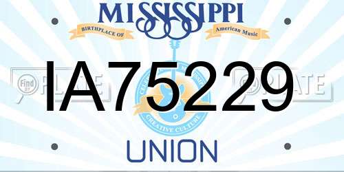 IA75229 Mississippi License Plate