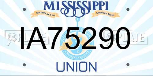 IA75290 Mississippi License Plate
