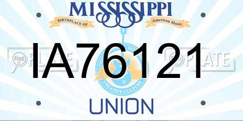 IA76121 Mississippi License Plate