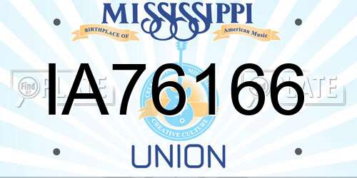 IA76166 Mississippi License Plate