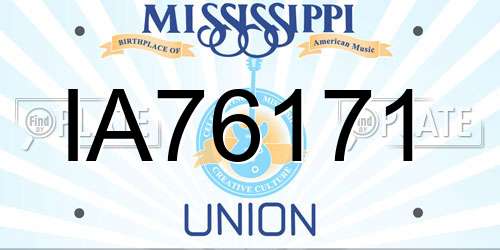 IA76171 Mississippi License Plate