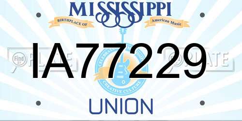 IA77229 Mississippi License Plate