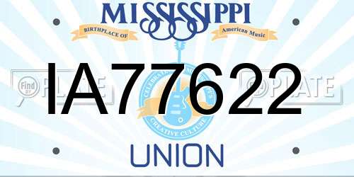 IA77622 Mississippi License Plate