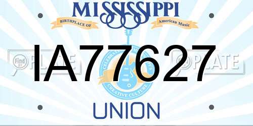 IA77627 Mississippi License Plate