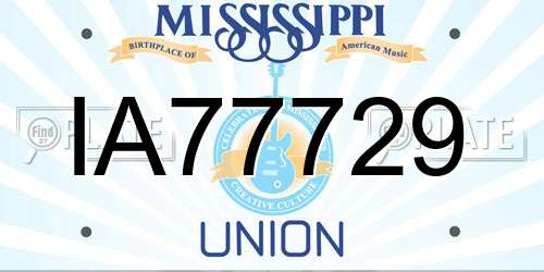 IA77729 Mississippi License Plate