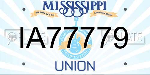 IA77779 Mississippi License Plate