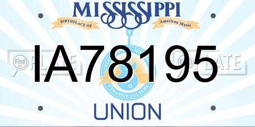 IA78195 Mississippi License Plate