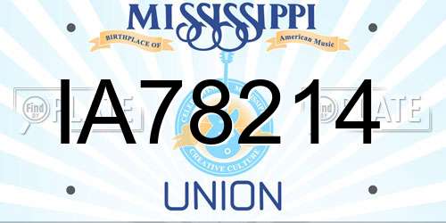IA78214 Mississippi License Plate