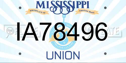 IA78496 Mississippi License Plate