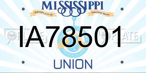 IA78501 Mississippi License Plate