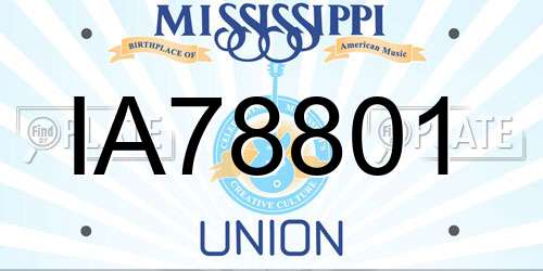 IA78801 Mississippi License Plate