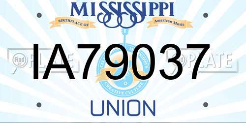 IA79037 Mississippi License Plate