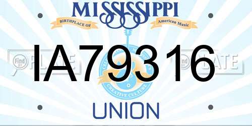 IA79316 Mississippi License Plate