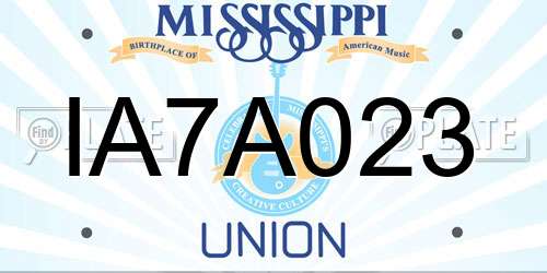 IA7A023 Mississippi License Plate