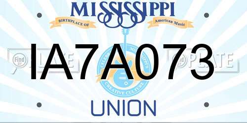 IA7A073 Mississippi License Plate