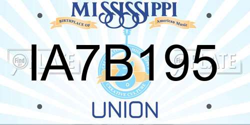 IA7B195 Mississippi License Plate