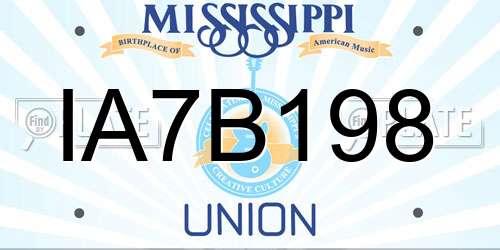 IA7B198 Mississippi License Plate