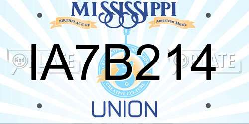 IA7B214 Mississippi License Plate