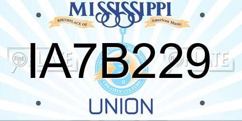 IA7B229 Mississippi License Plate