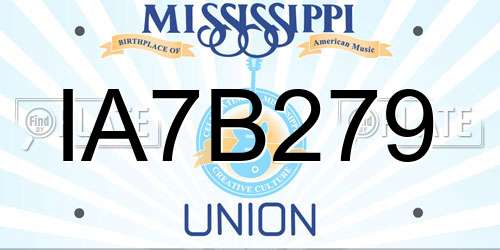 IA7B279 Mississippi License Plate