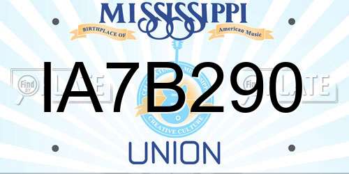 IA7B290 Mississippi License Plate