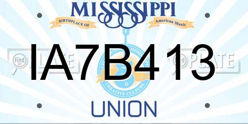 IA7B413 Mississippi License Plate