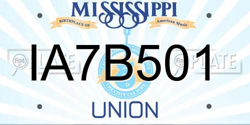 IA7B501 Mississippi License Plate