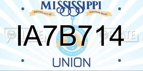 IA7B714 Mississippi License Plate