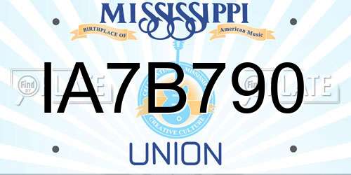 IA7B790 Mississippi License Plate