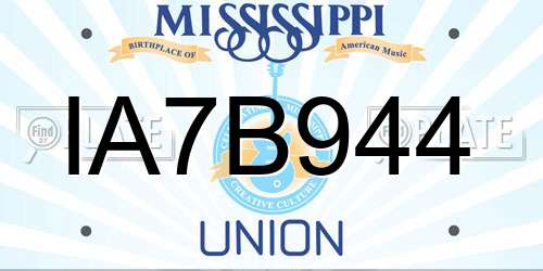 IA7B944 Mississippi License Plate