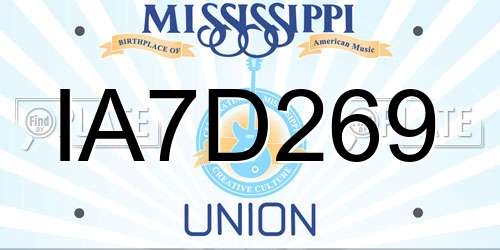 IA7D269 Mississippi License Plate