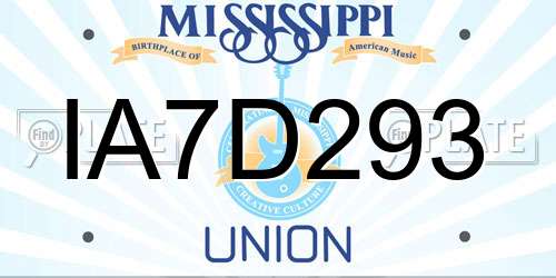 IA7D293 Mississippi License Plate