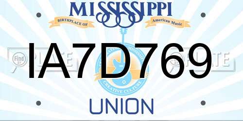 IA7D769 Mississippi License Plate