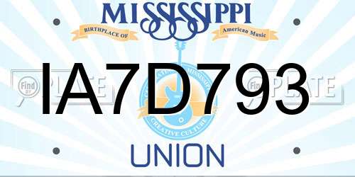 IA7D793 Mississippi License Plate