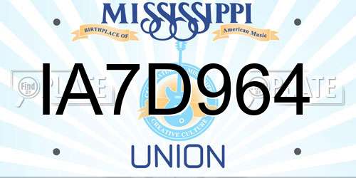 IA7D964 Mississippi License Plate