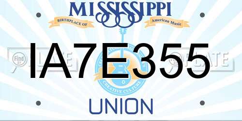 IA7E355 Mississippi License Plate