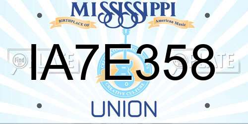 IA7E358 Mississippi License Plate