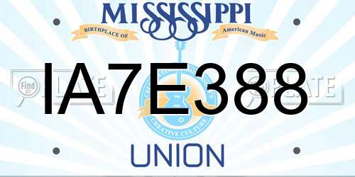 IA7E388 Mississippi License Plate