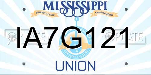 IA7G121 Mississippi License Plate