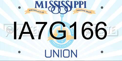 IA7G166 Mississippi License Plate