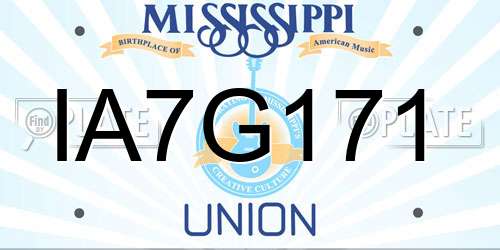 IA7G171 Mississippi License Plate