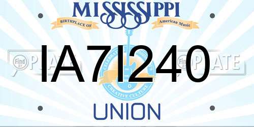 IA7I240 Mississippi License Plate