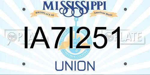 IA7I251 Mississippi License Plate