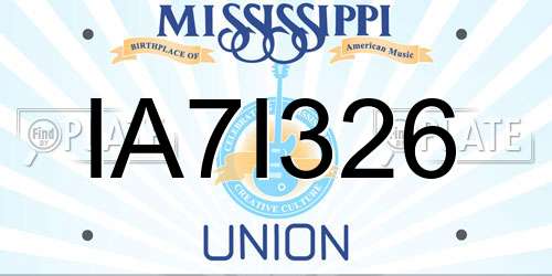 IA7I326 Mississippi License Plate