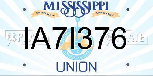 IA7I376 Mississippi License Plate