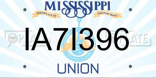 IA7I396 Mississippi License Plate