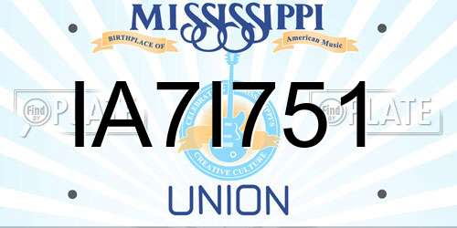 IA7I751 Mississippi License Plate