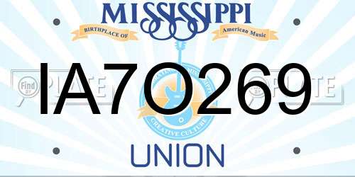 IA7O269 Mississippi License Plate