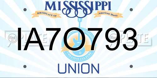 IA7O793 Mississippi License Plate